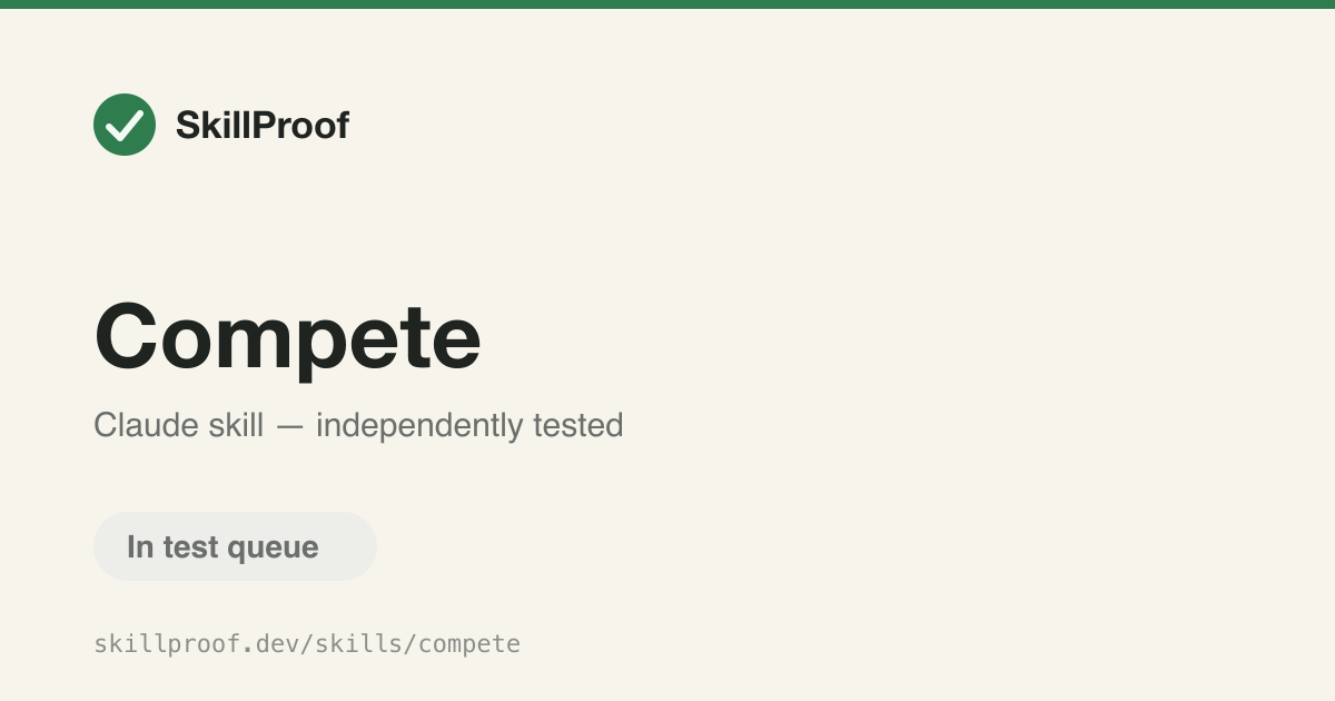 Compete — Compare your site against a competitor's URL for performance and positioning.