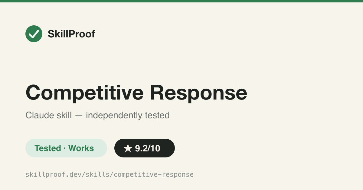 Competitive Response — Structured 4-step playbook to assess and respond to a competitor move within 24-48 hours.