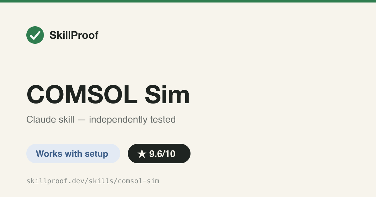 COMSOL Sim — Routes agents to the right real COMSOL control path -- offline, batch, or live session.