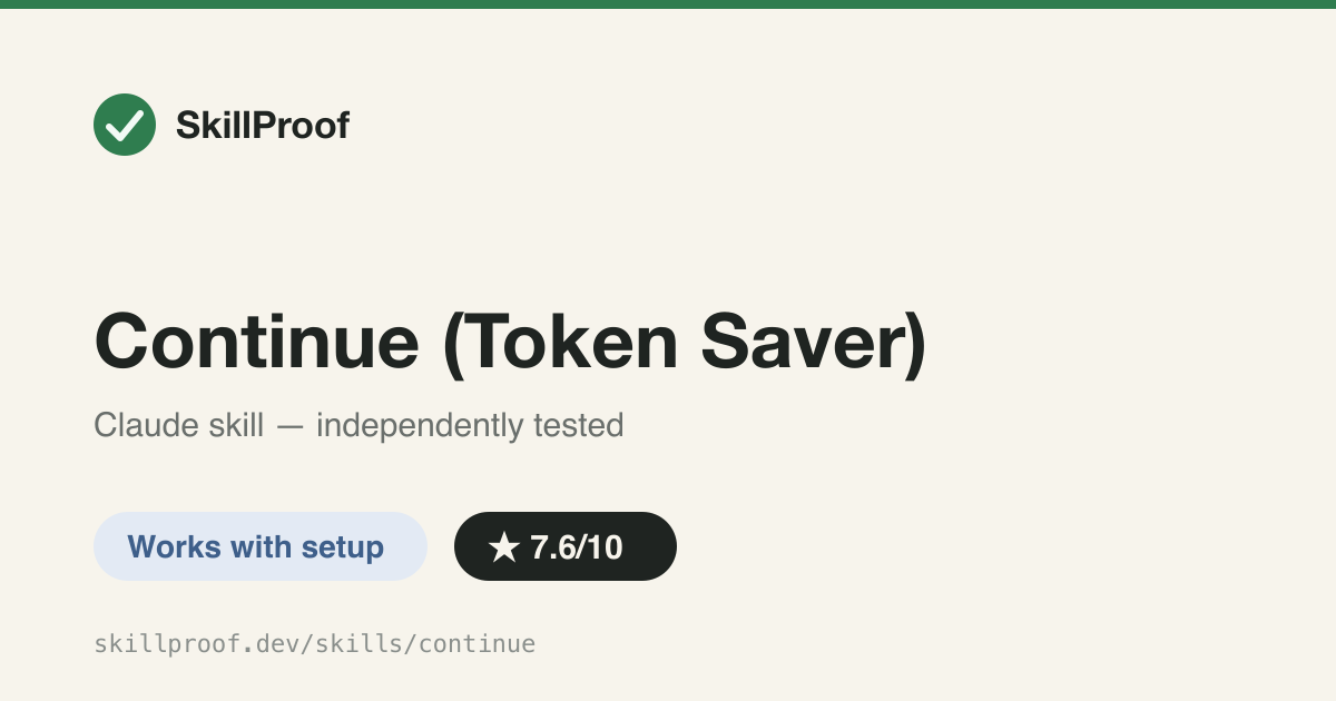 Continue (Token Saver) — Zero-token session context restore by reading transcripts directly, not /compact