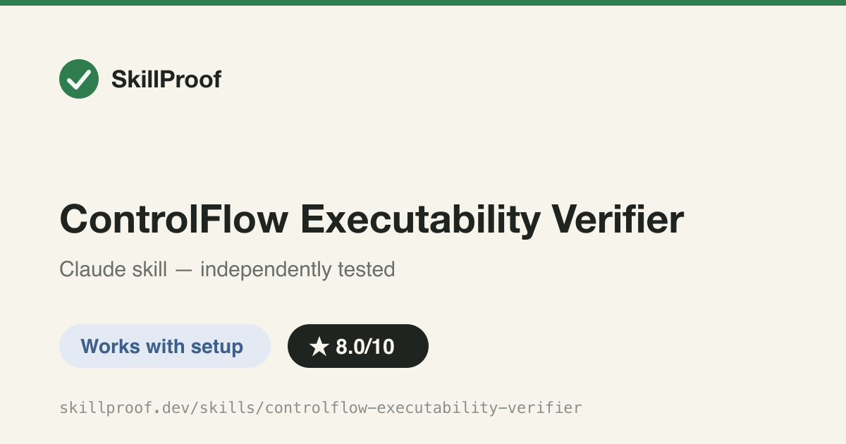 ControlFlow Executability Verifier — Simulates a saved plan's first tasks cold-start to catch vague phases before coding starts.