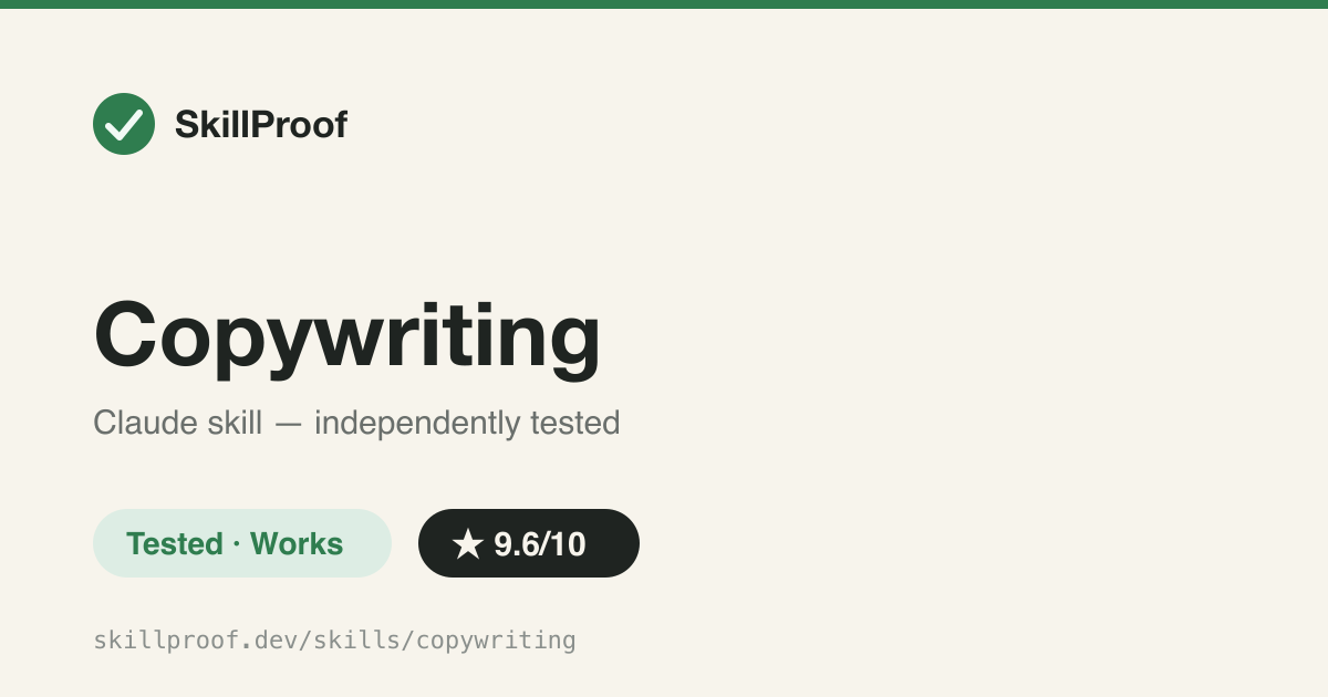 Copywriting — Conversion copywriting for marketing pages -- headline/CTA formulas, an explicit weak-vs-strong CTA blacklist, and structured output with rationale.