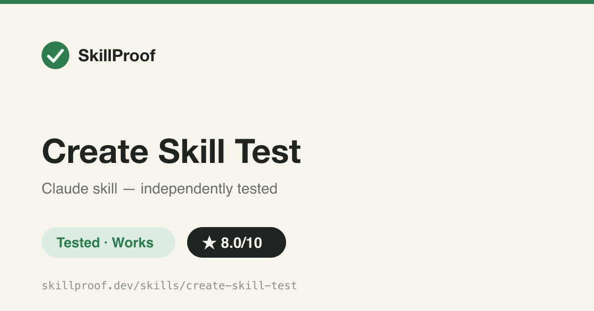 Create Skill Test — Scaffolds eval.yaml test files with scenarios and rubrics for agent skills.
