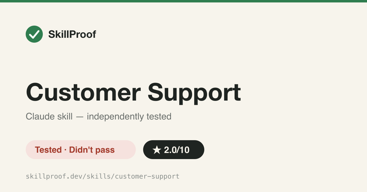 Customer Support — Support-workflow logic exists only as a mode inside a non-invocable umbrella skill