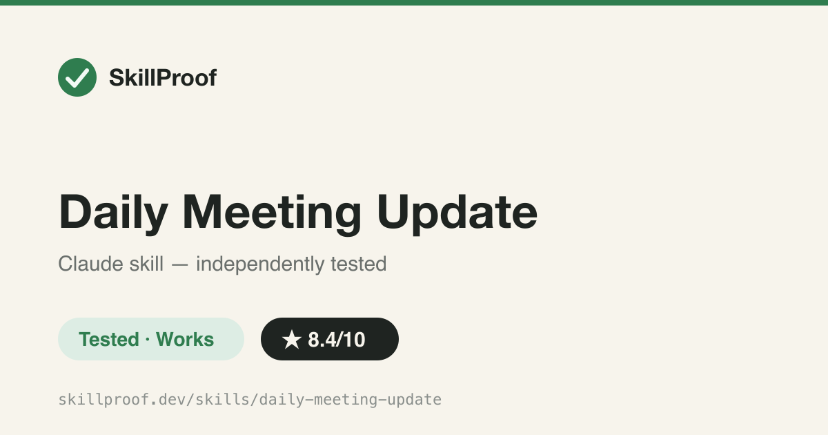 Daily Meeting Update — Consent-gated standup generator: interviews you, optionally pulls GitHub/Jira/Claude Code history.