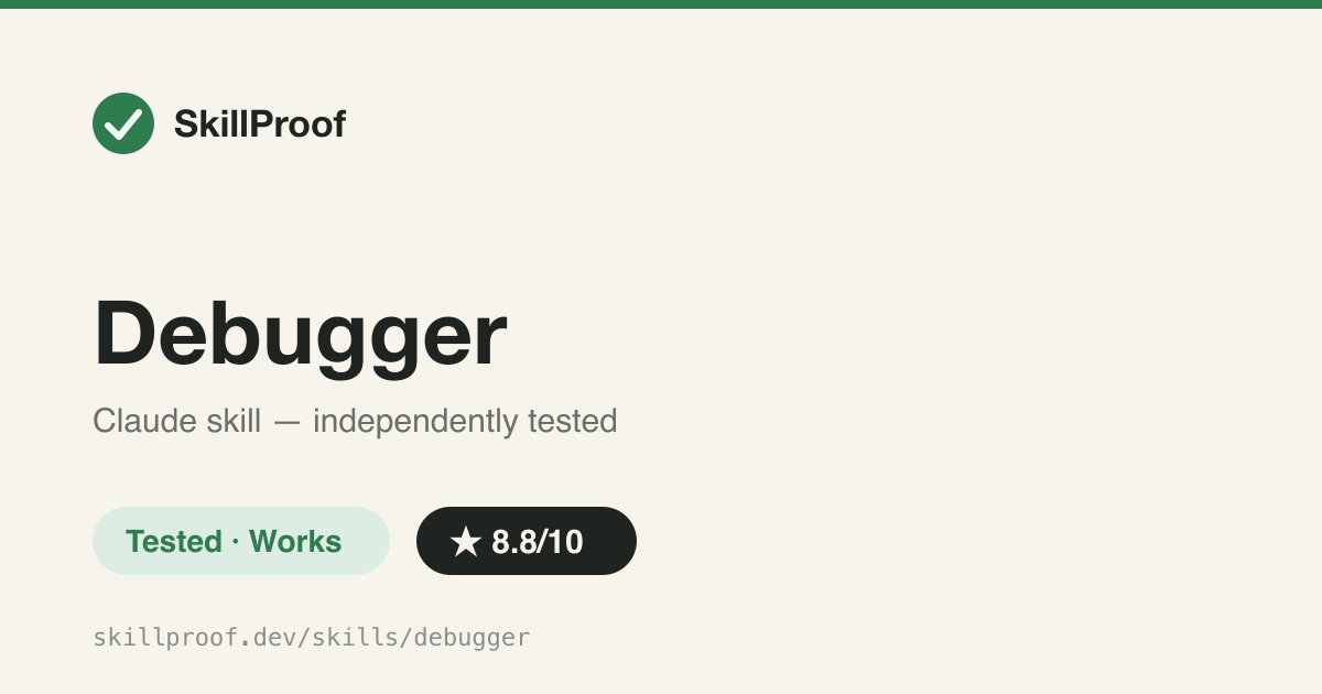 Debugger — Bug-triage persona: ranked root-cause hypotheses with confirm-steps, minimal fix, regression note