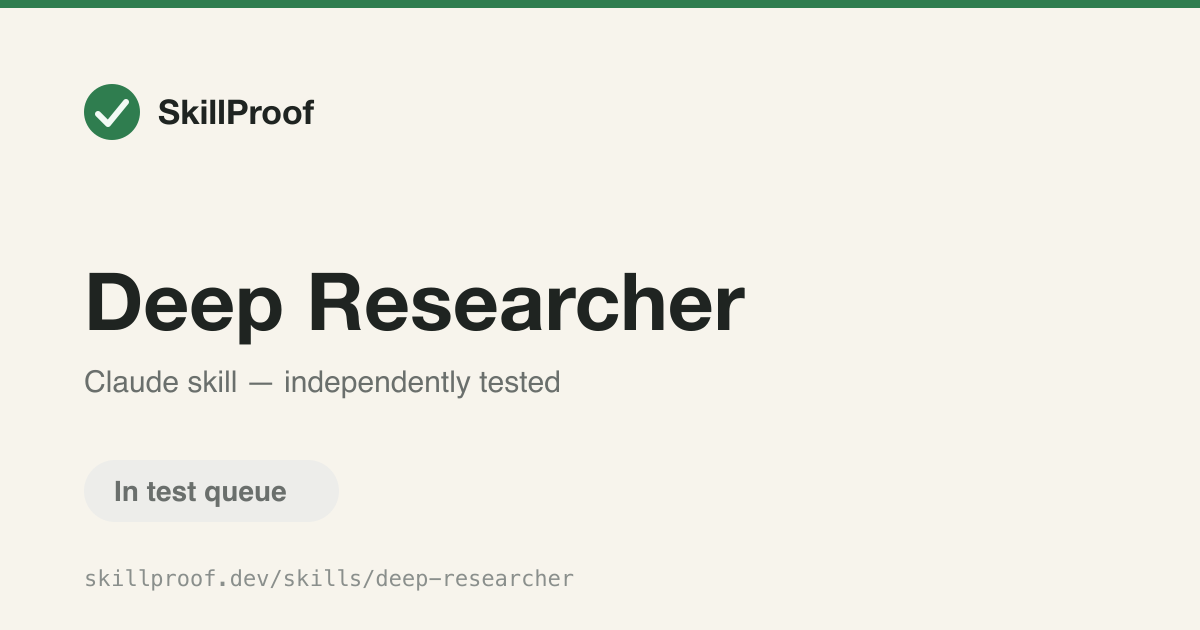 Deep Researcher — Runs multi-layered research with structured analysis across multiple sources.