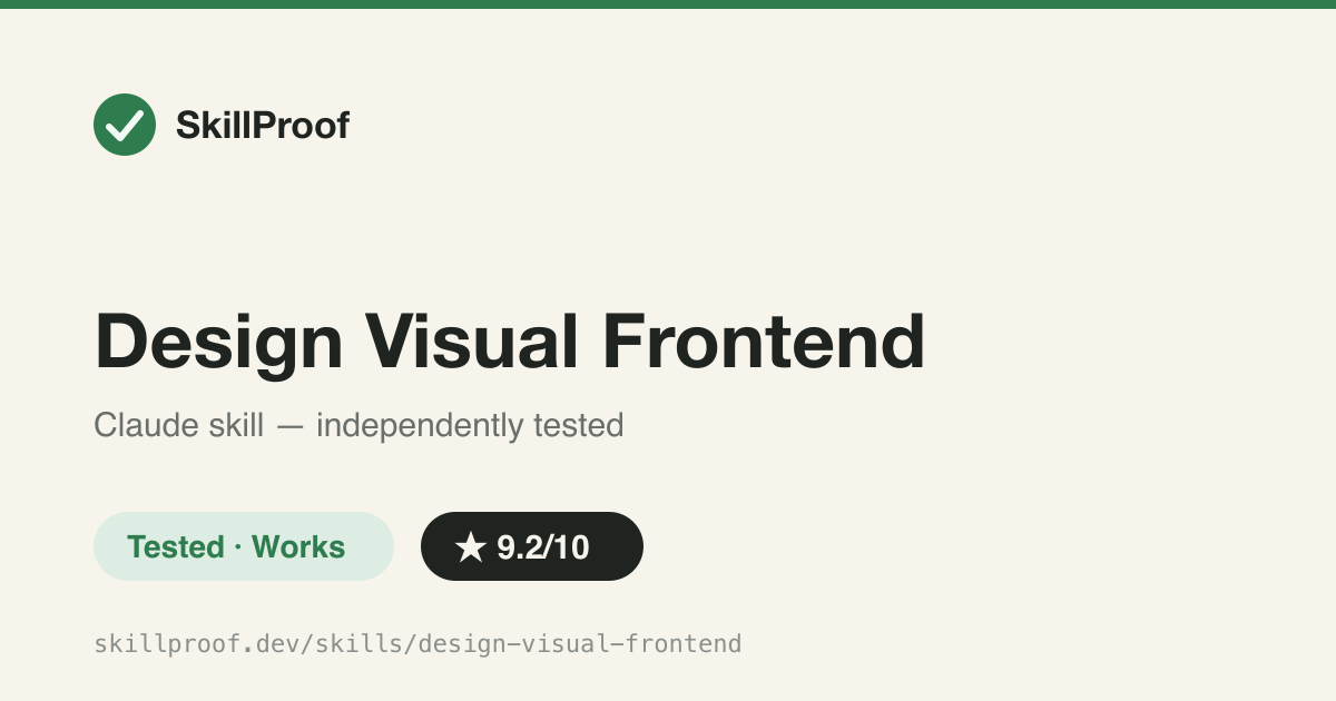 Design Visual Frontend — Forces browser-verified UI work: real archetype, no fake metrics, no motif pile