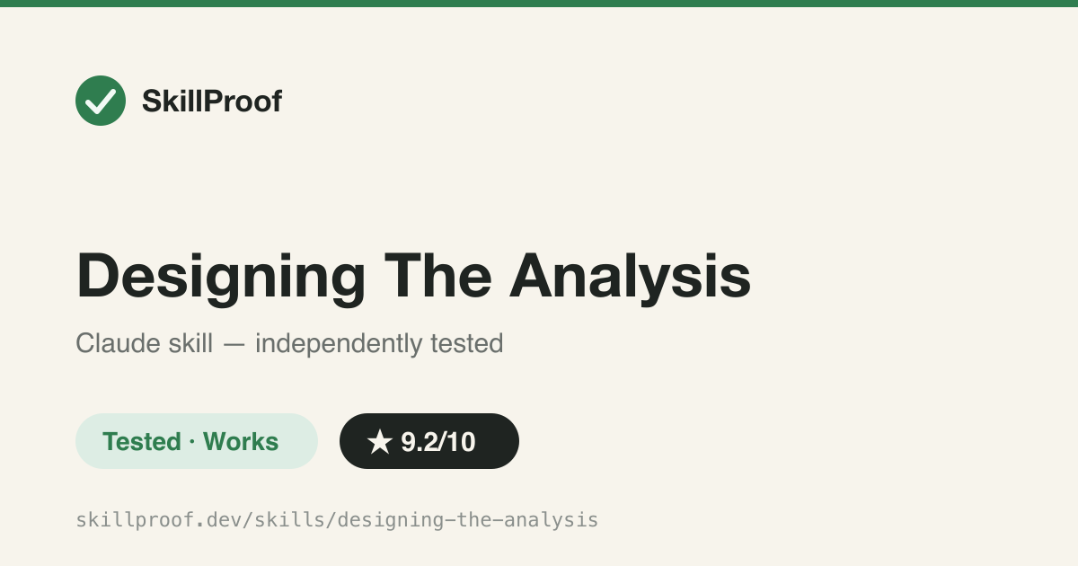Designing The Analysis — Turns an approved research question into a pre-registration-ready, step-by-step analysis plan