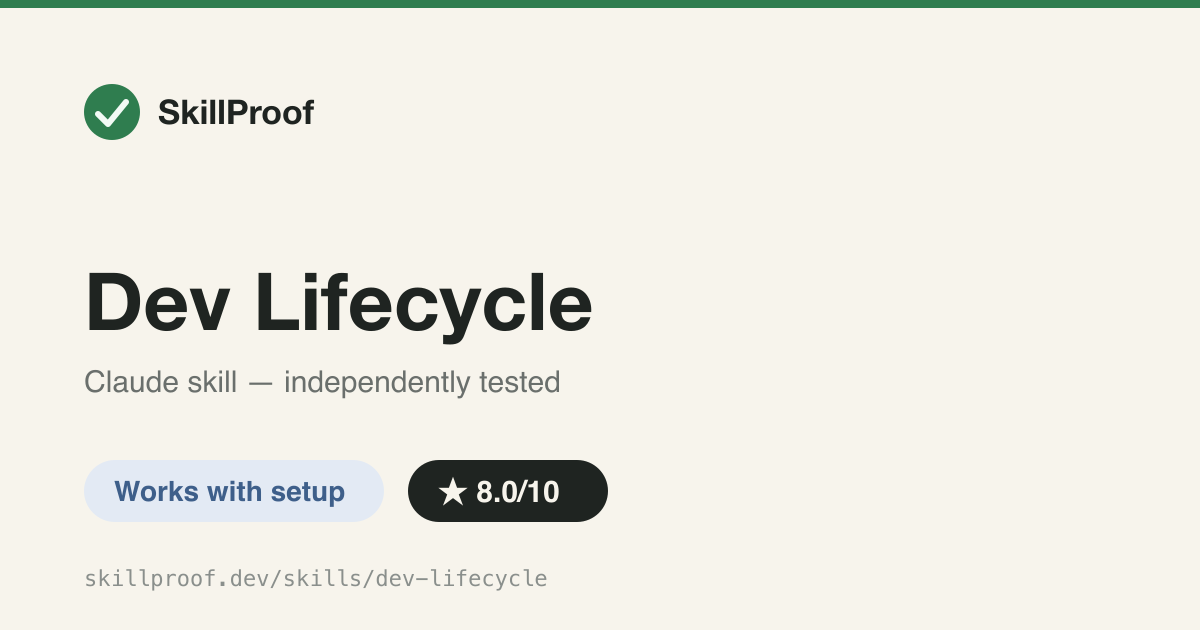 Dev Lifecycle — SDLC phase router for the ai-devkit CLI — requirements through review, gated by a live lint/skill-list check.