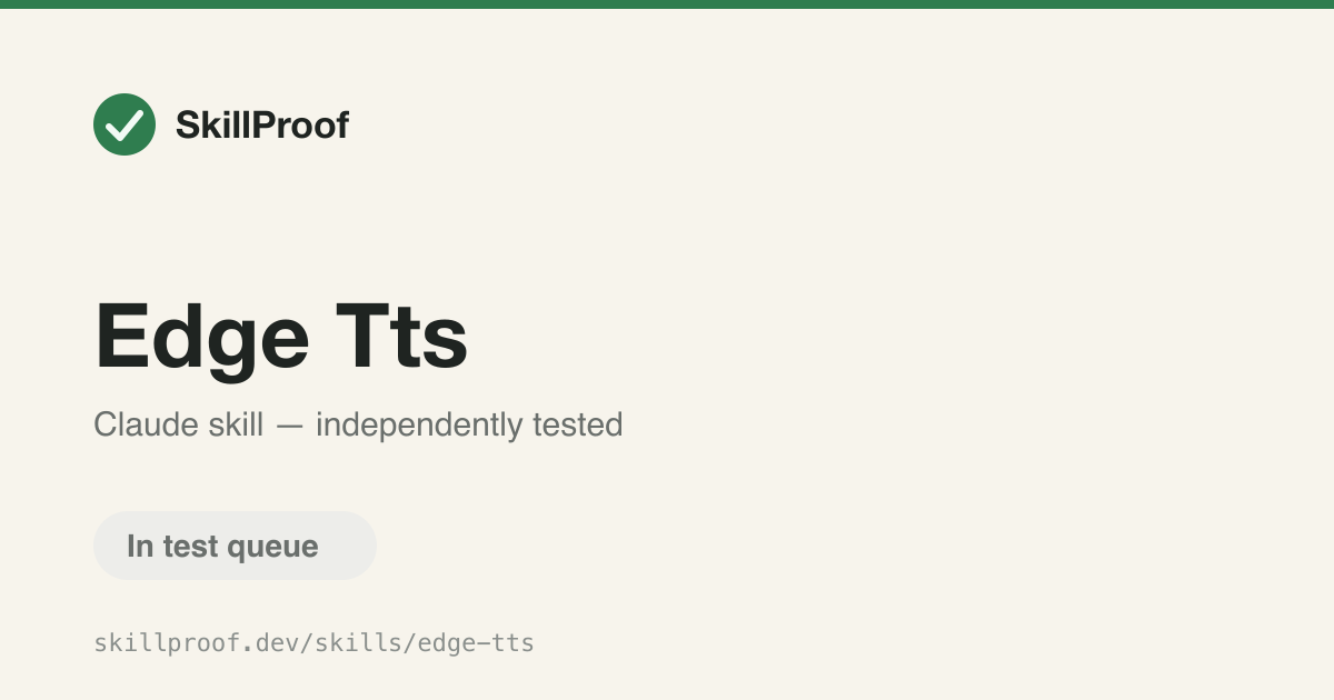 Edge Tts — Converts text to speech audio using the edge-tts command-line tool.