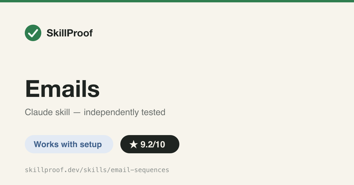 Emails — Day-by-day timed lifecycle email sequences (welcome, nurture, re-engagement) with a standardized per-email output schema.