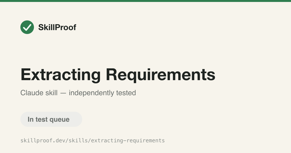 Extracting Requirements — Extracts per-epic requirement files with proof obligations and scenario cards from a spec.