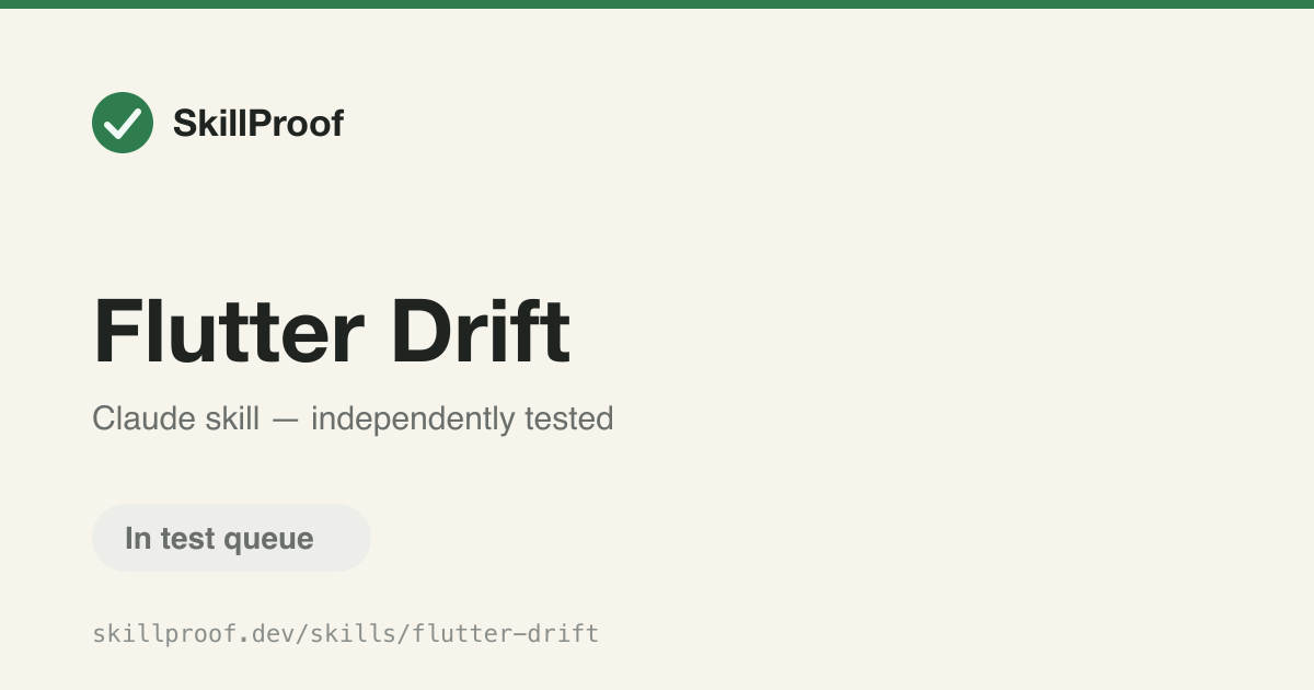 Flutter Drift — Implement, migrate, and test Drift/SQLite persistence in Flutter apps.