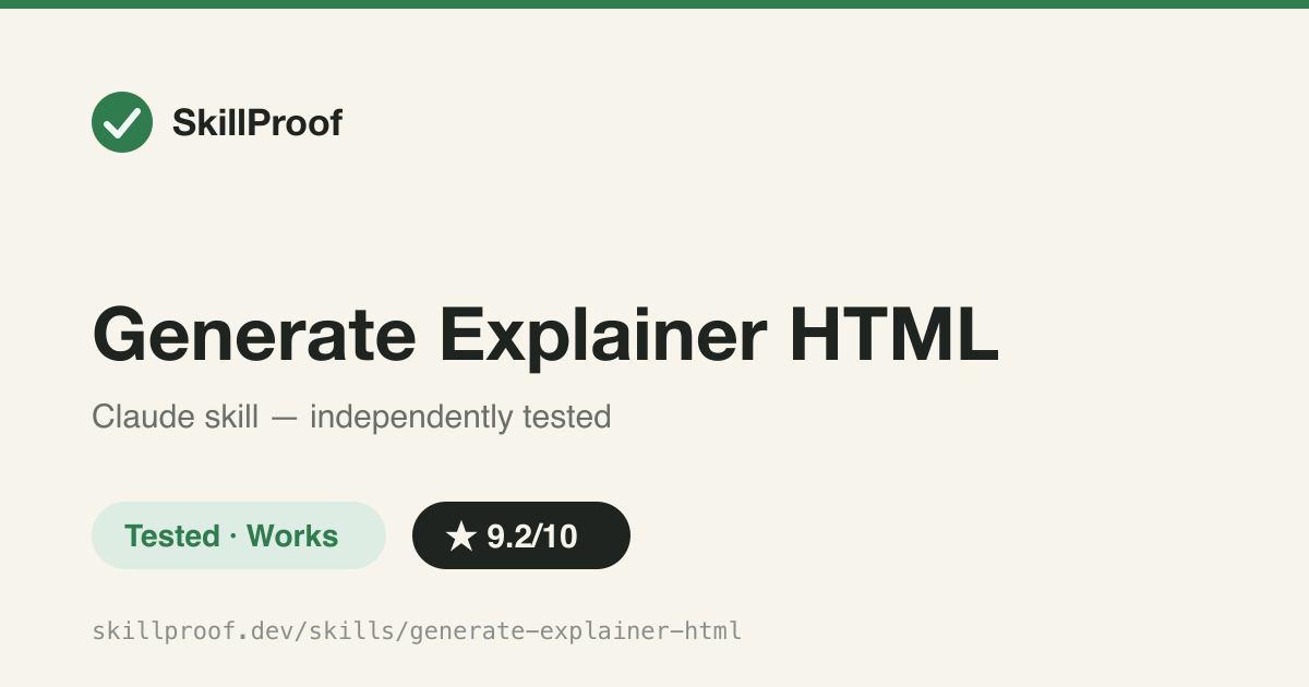 Generate Explainer HTML — Turns core.yaml+view.yaml into a sandboxed, offline light/dark HTML explainer bundle.