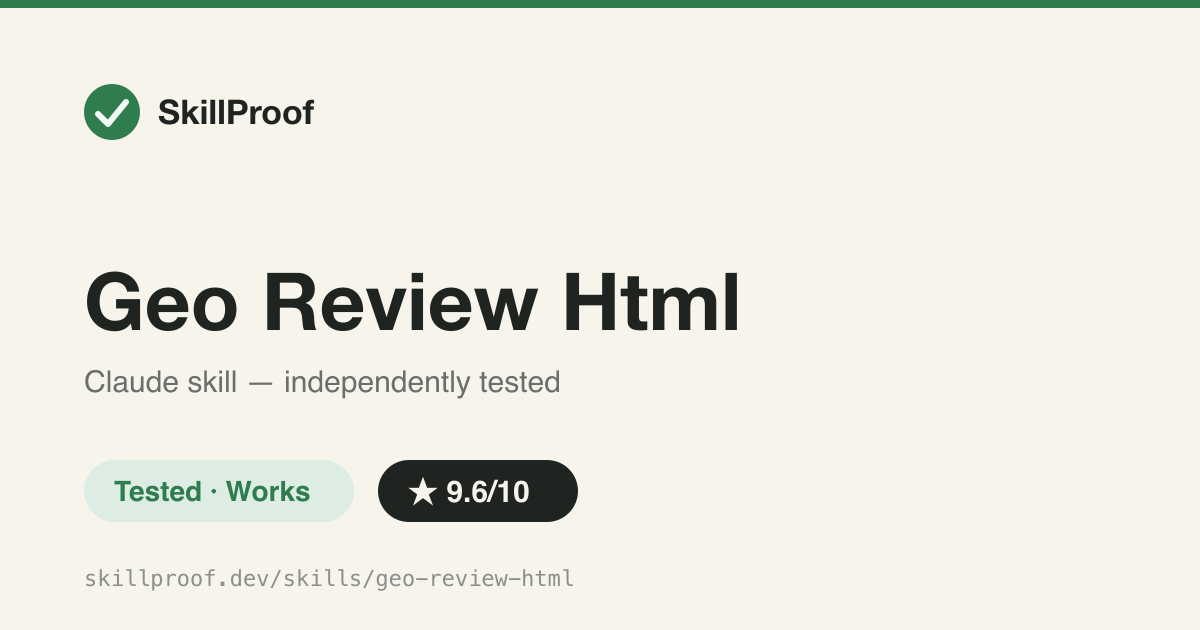 Geo Review Html — Renders self-contained HTML review forms from GEO briefs/drafts, exporting client input as JSON