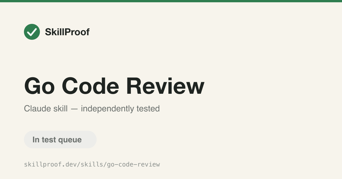 Go Code Review — Review Go code against community style standards before a PR.
