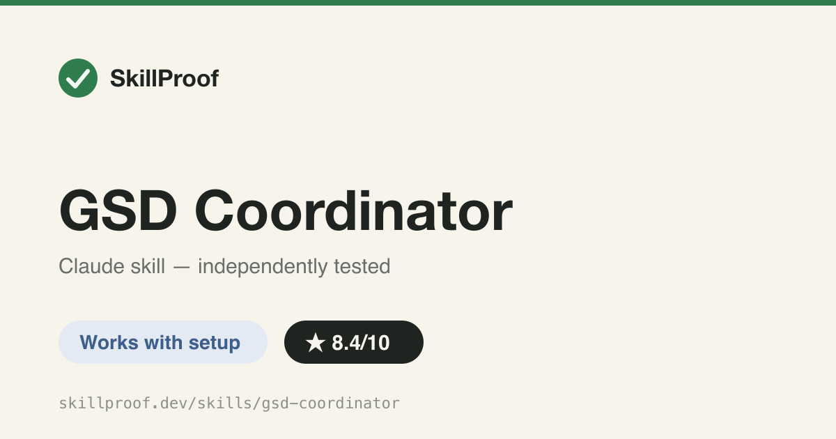GSD Coordinator — Dispatch-verify-synthesize orchestration across Claude/Codex/OpenCode — but needs a separate agent-mux CLI to actually run.
