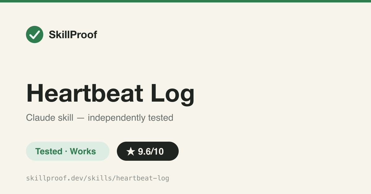 Heartbeat Log — Parses WoterClip's heartbeat-log.jsonl into a formatted history table plus per-persona analytics.