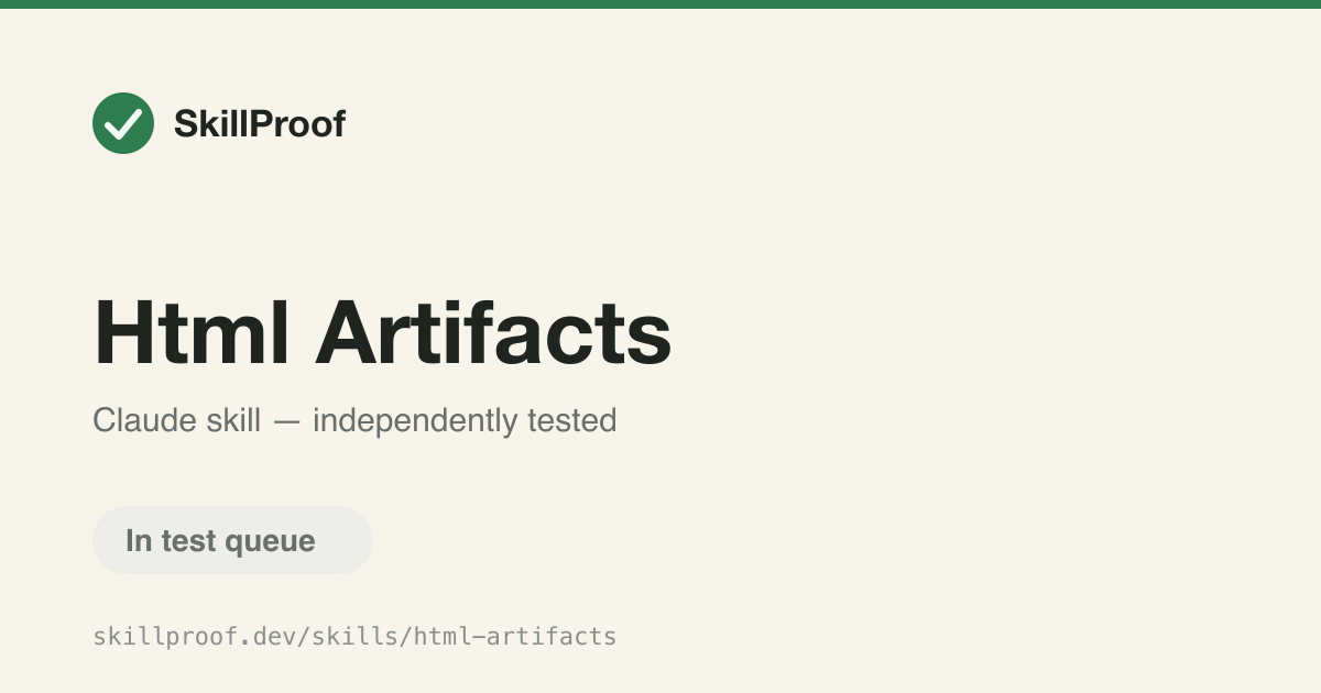 Html Artifacts — Produce a self-contained HTML artifact instead of markdown for docs and reports.