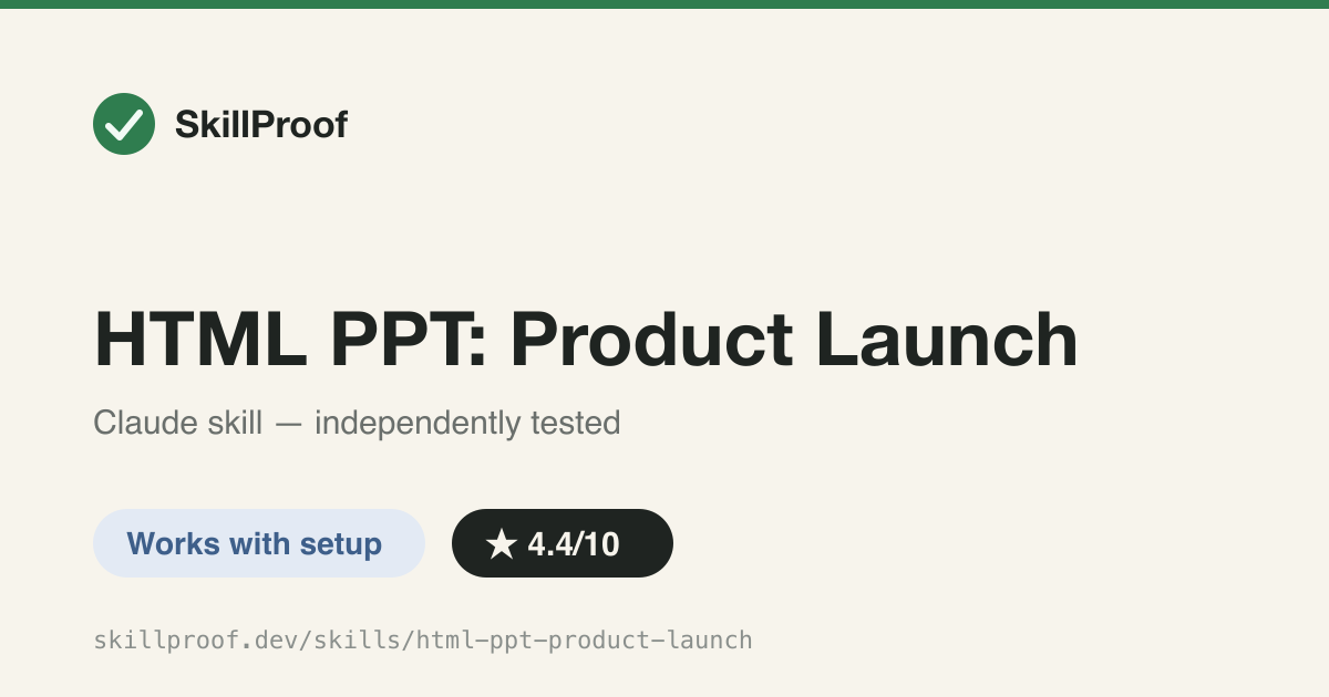 HTML PPT: Product Launch — Builds a keynote-style launch deck with feature cards and pricing tiers.