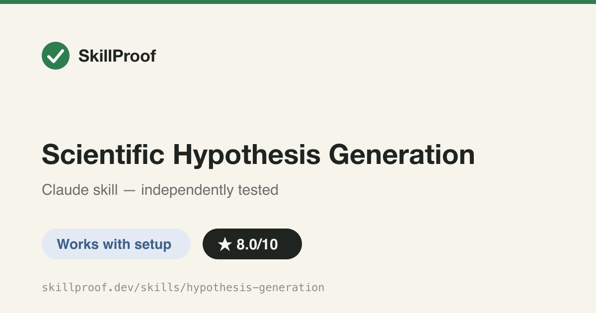 Scientific Hypothesis Generation — Turns an observation into 3-5 literature-grounded, falsifiable hypotheses with experiment designs and predictions.