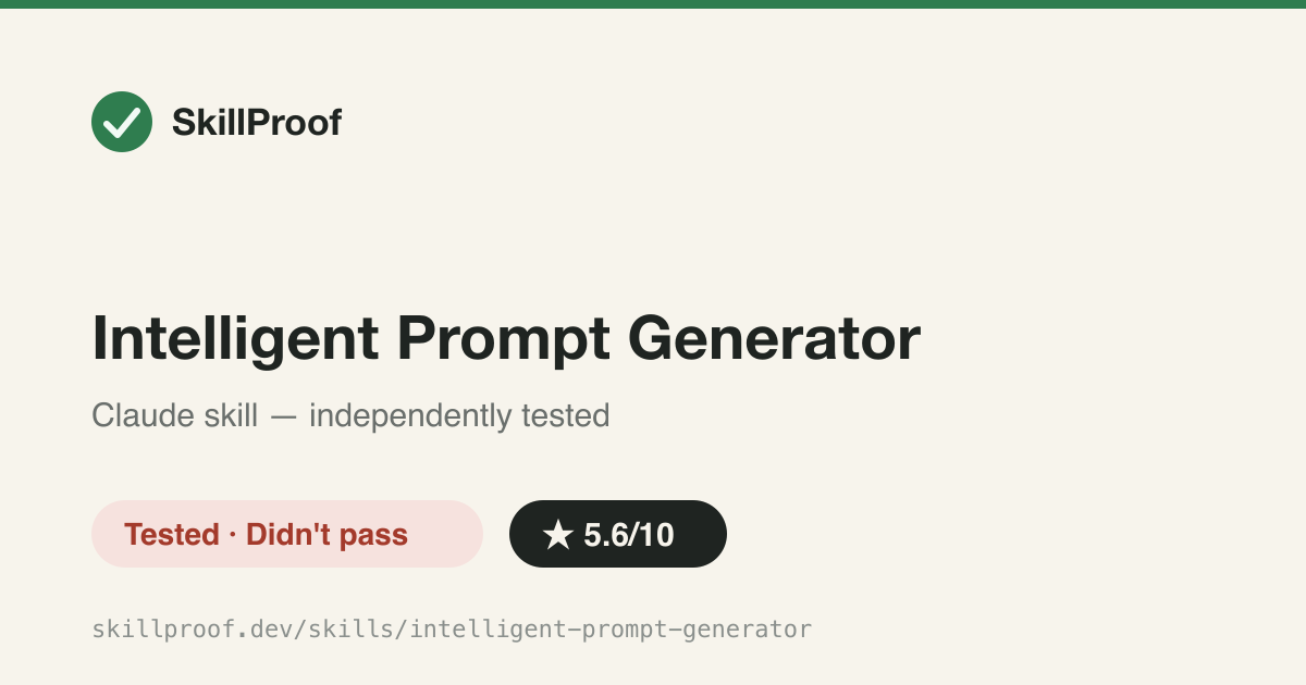 Intelligent Prompt Generator — Image prompt generator with element DB; portrait works, cross-domain misroutes