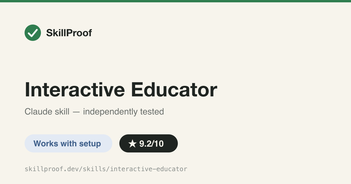 Interactive Educator — Builds a 4-screen Socratic React teaching artifact from '/aha [topic]' — designed for claude.ai's artifact sandbox, not Claude Code.