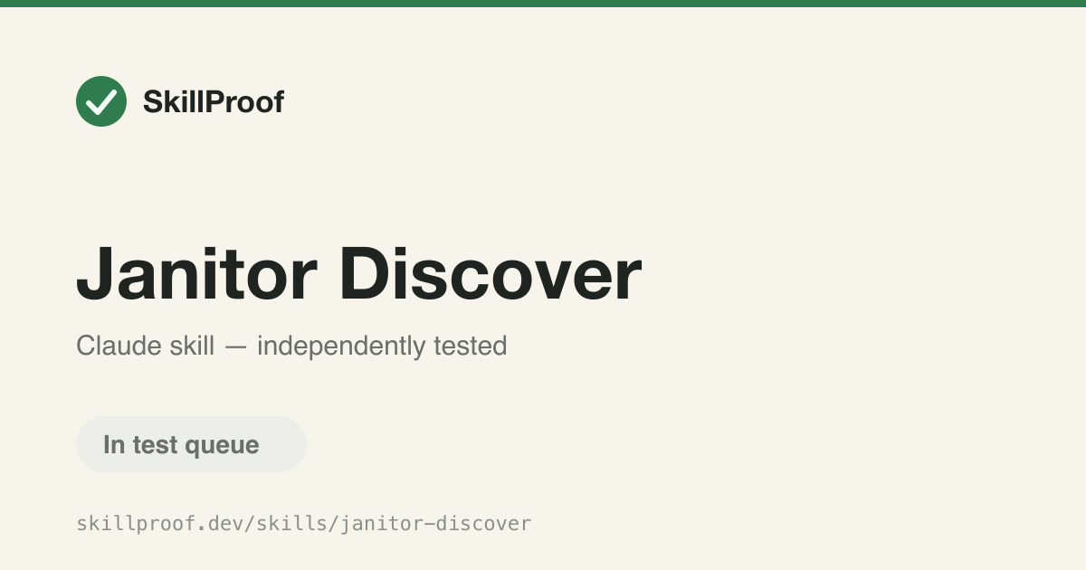Janitor Discover — Search GitHub for new skills or check a skill for overlap before installing it.