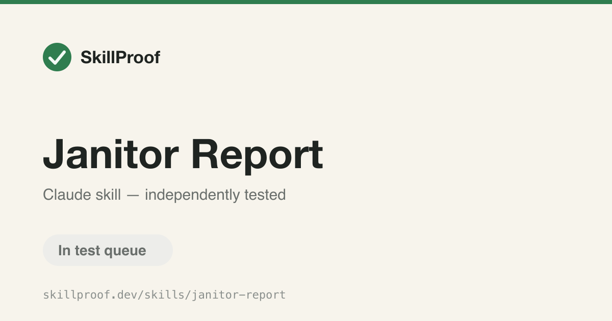 Janitor Report — Generate a full health report of every installed skill, flagging errors and duplicates.