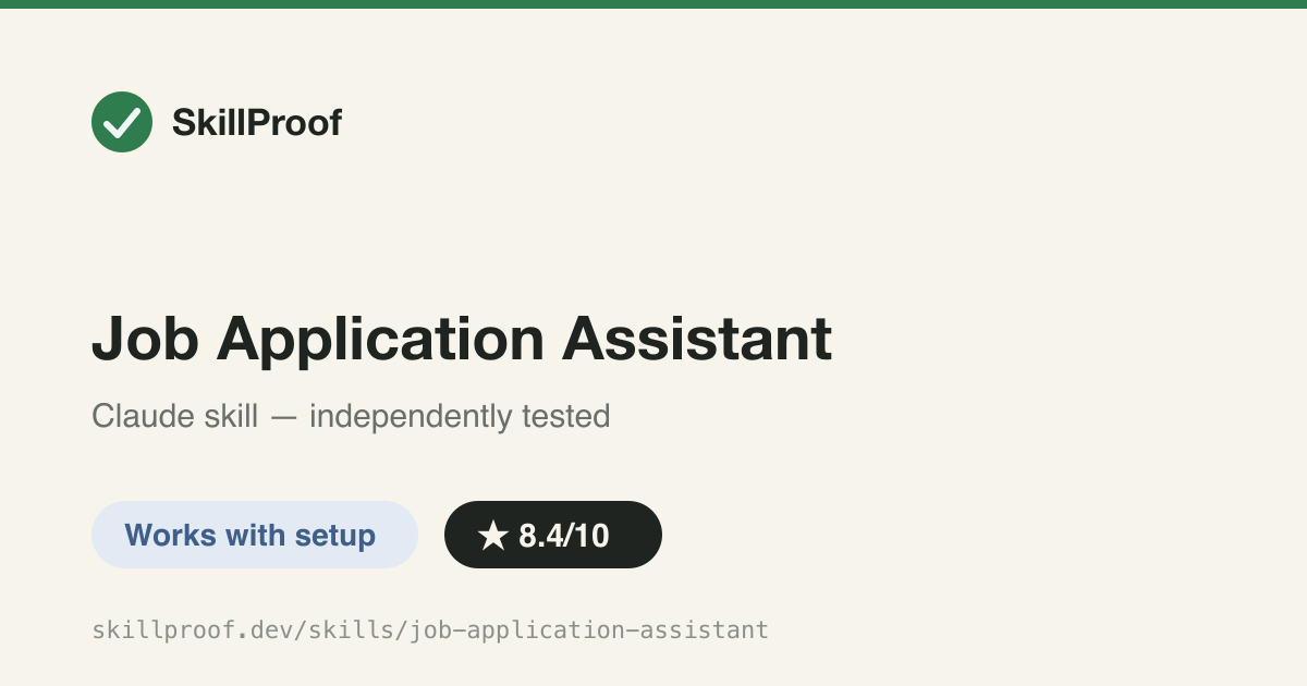 Job Application Assistant — Structured fit-scoring, scam-check, CV/cover-letter, and interview-prep framework — built for its own CareerForge repo, not portable alone.
