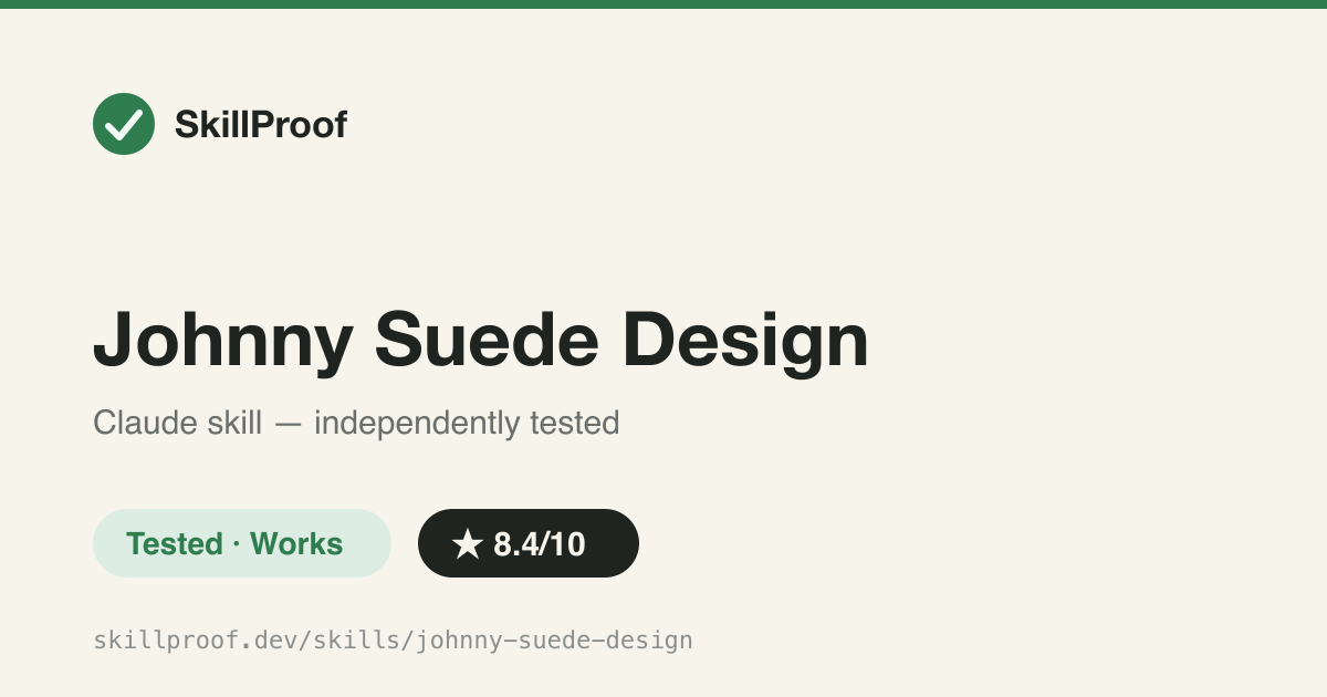 Johnny Suede Design — Design and copy stack for landing pages, dashboards, restyles, and visual QA