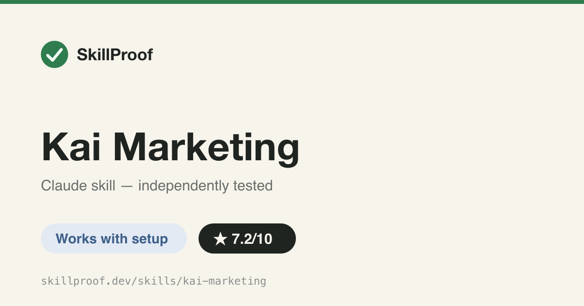Kai Marketing — Marketing content pipeline with an executable 35-rule quality-gate scorer