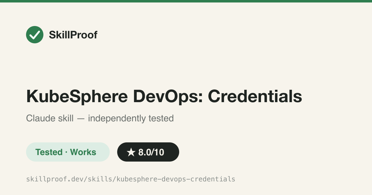 KubeSphere DevOps: Credentials — Manages repository, kubeconfig, and API token credentials in KubeSphere DevOps.