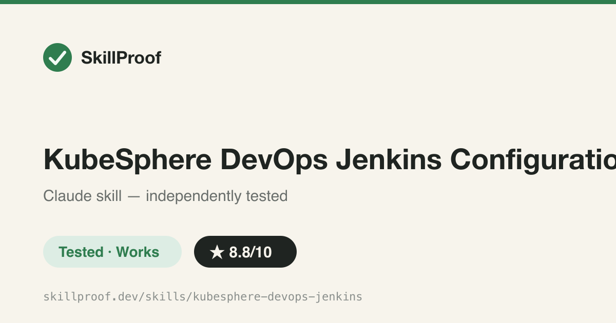 KubeSphere DevOps Jenkins Configuration — Kubectl/CasC playbook for KubeSphere's embedded Jenkins: auth, agents, builds, and troubleshooting.