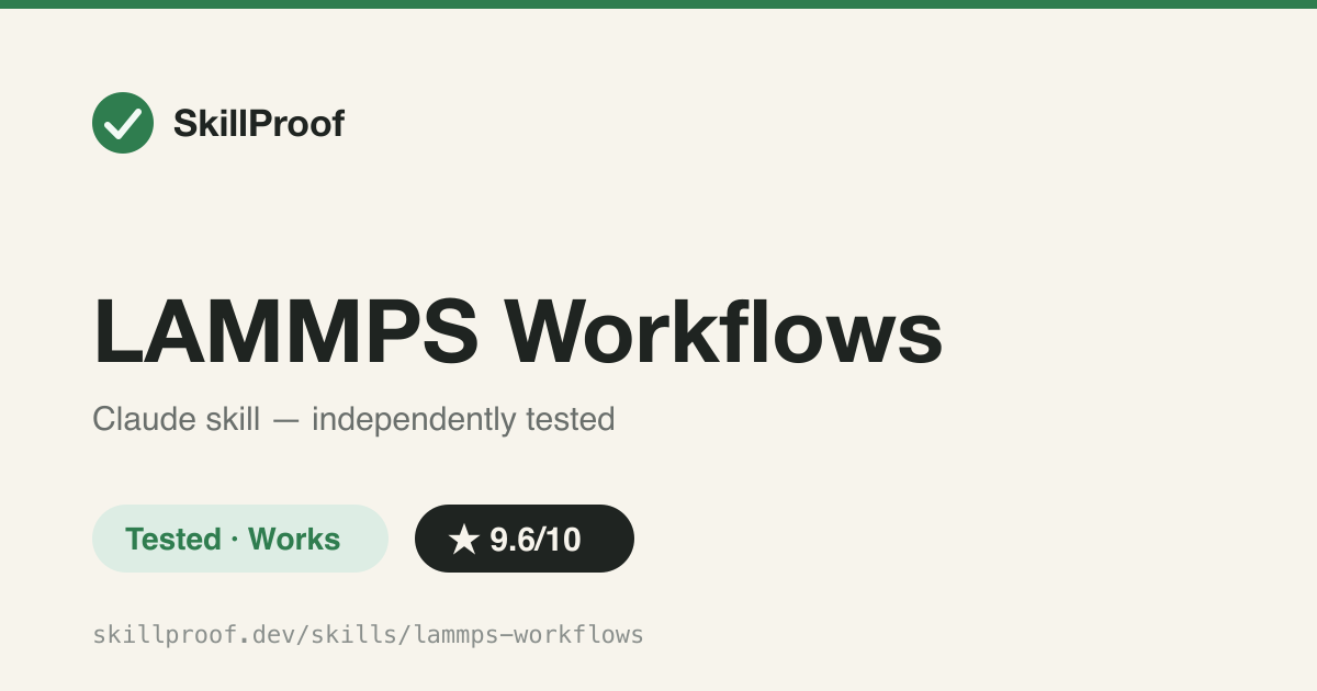 LAMMPS Workflows — Real, tested LAMMPS helper scripts for input generation, job checks, log summaries, and NaN-thermo crash recovery.