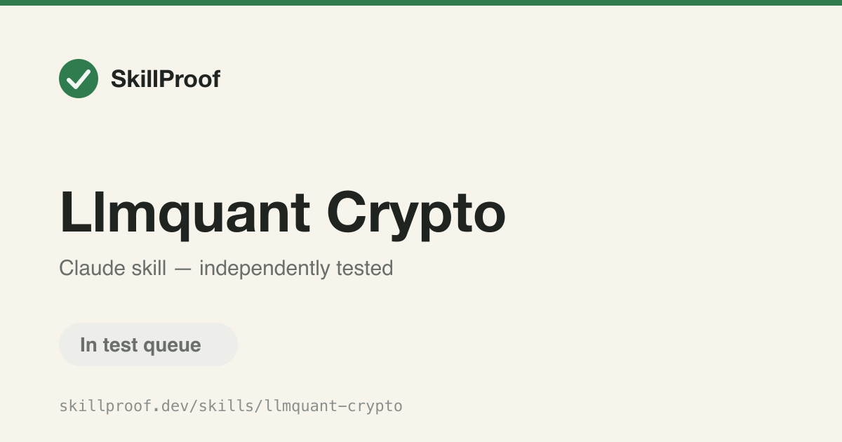 Llmquant Crypto — Routes crypto market regime, funding, and token research to the right workflow.
