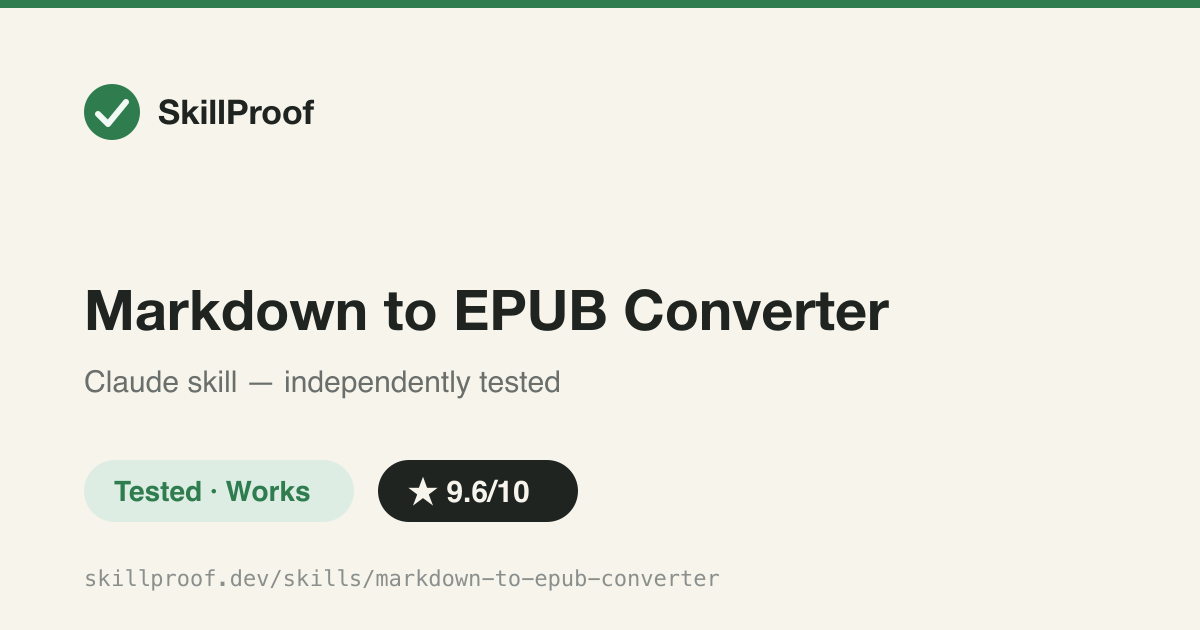 Markdown to EPUB Converter — Turn markdown docs or chat summaries into a valid EPUB3 ebook for any reader