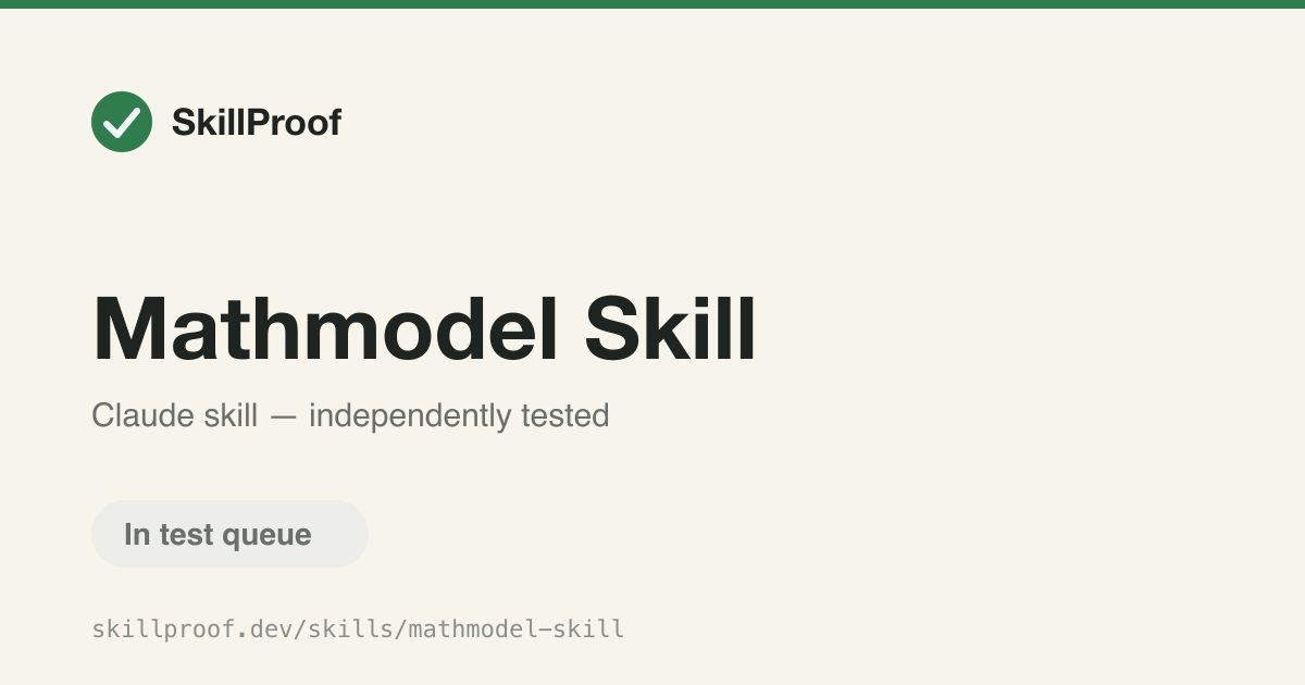 Mathmodel Skill — Run the full math-modeling contest workflow from topic pick to final paper review.