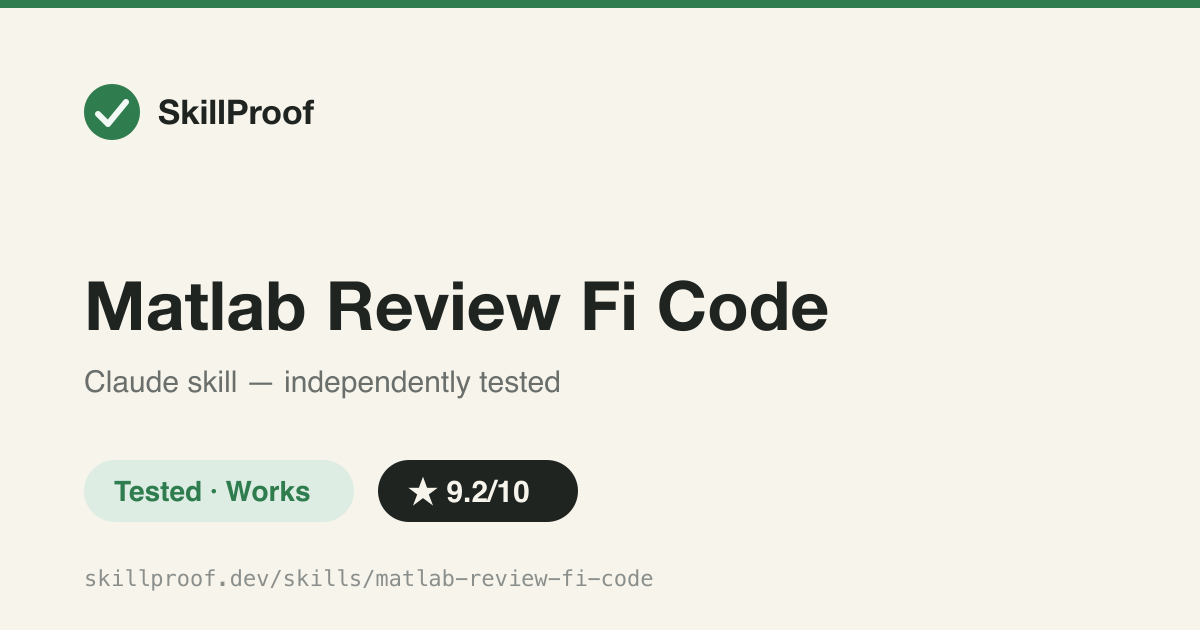 Matlab Review Fi Code — Reviews MATLAB fixed-point (fi) code for perf, codegen efficiency, and correctness
