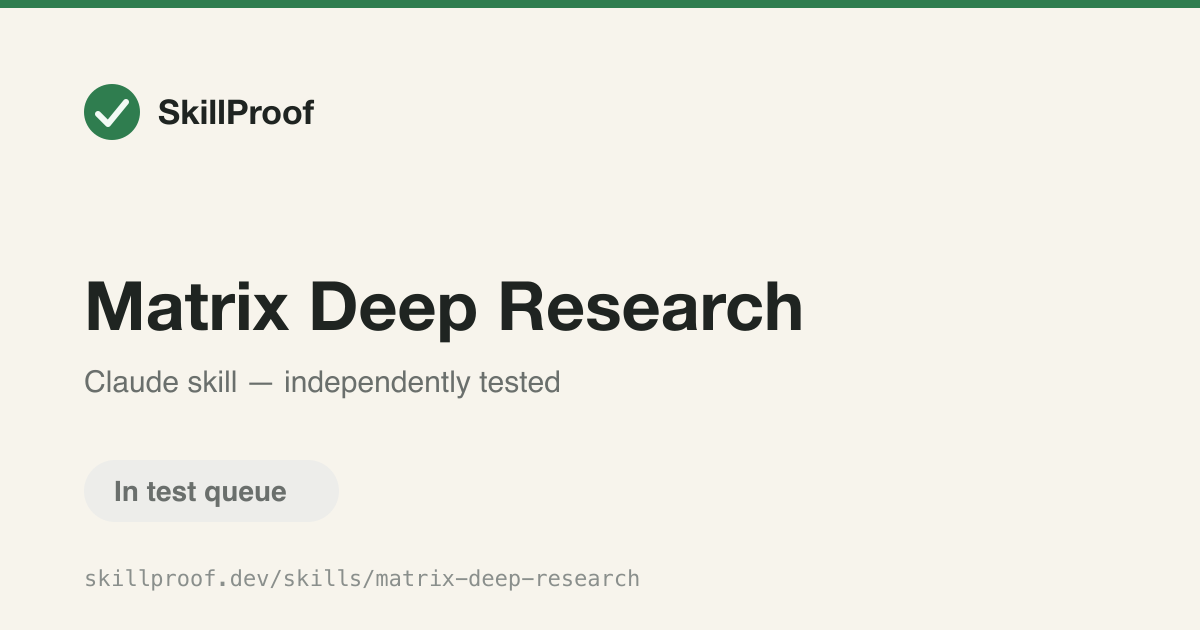 Matrix Deep Research — Conduct multi-source research across web, docs, and memory for a comprehensive report.