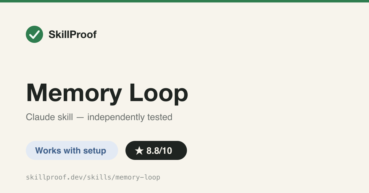 Memory Loop — Structured project-memory writer for .claude/memory/MEMORY.md — but ships as a plugin, not a bare skill.