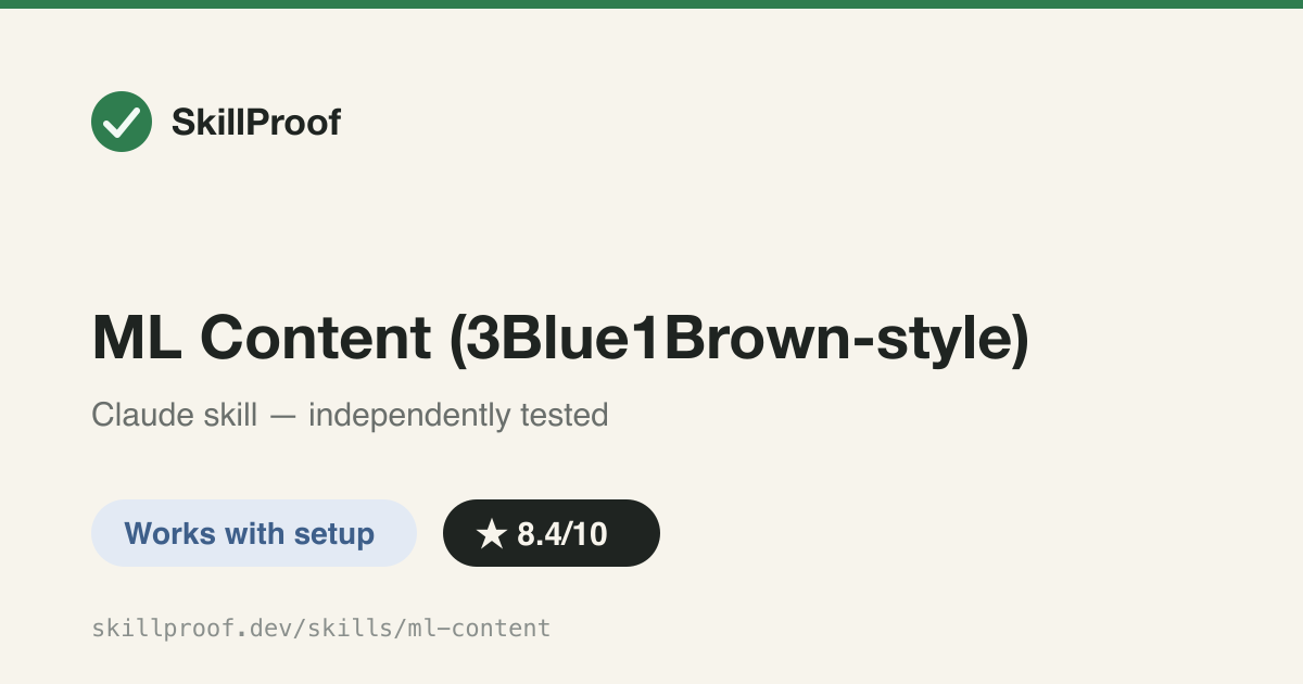 ML Content (3Blue1Brown-style) — Generates real manimGL (not Manim CE) explainer-video code with 3b1b's actual layout/motion rules — but its own README tells you to pip install the wrong engine.