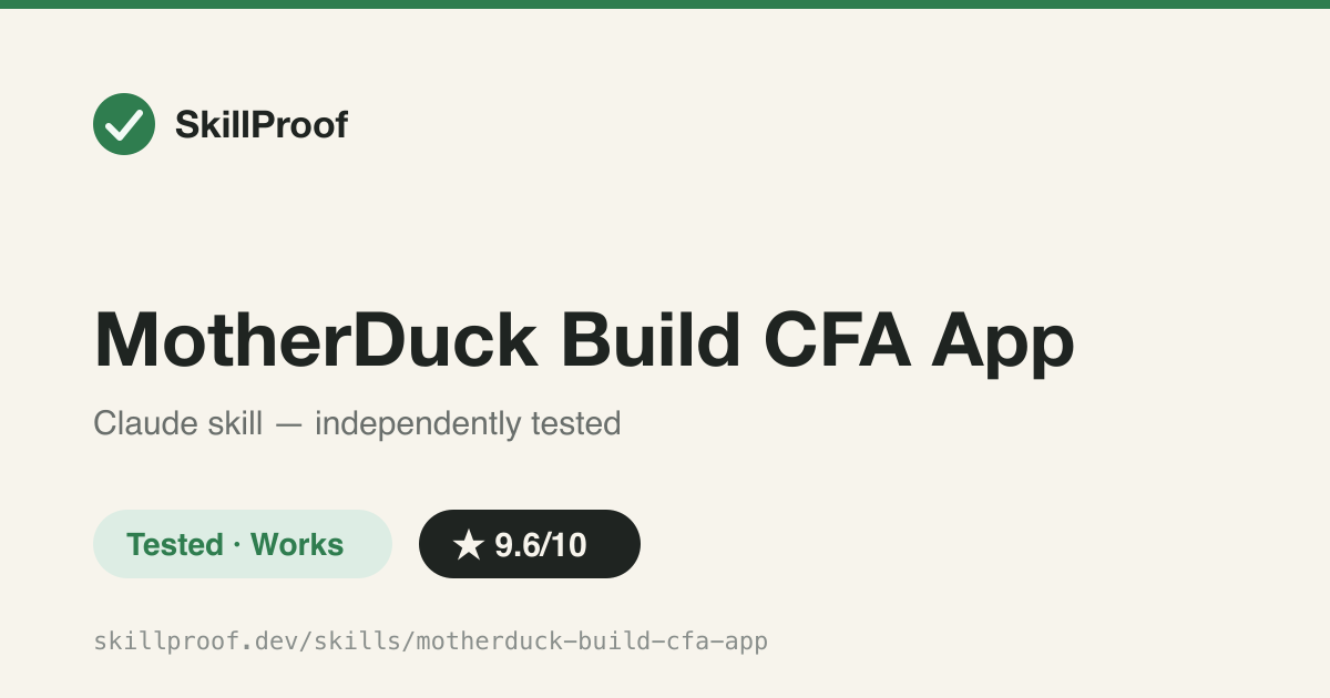 MotherDuck Build CFA App — Architects MotherDuck-backed customer-facing analytics apps with per-tenant isolation.