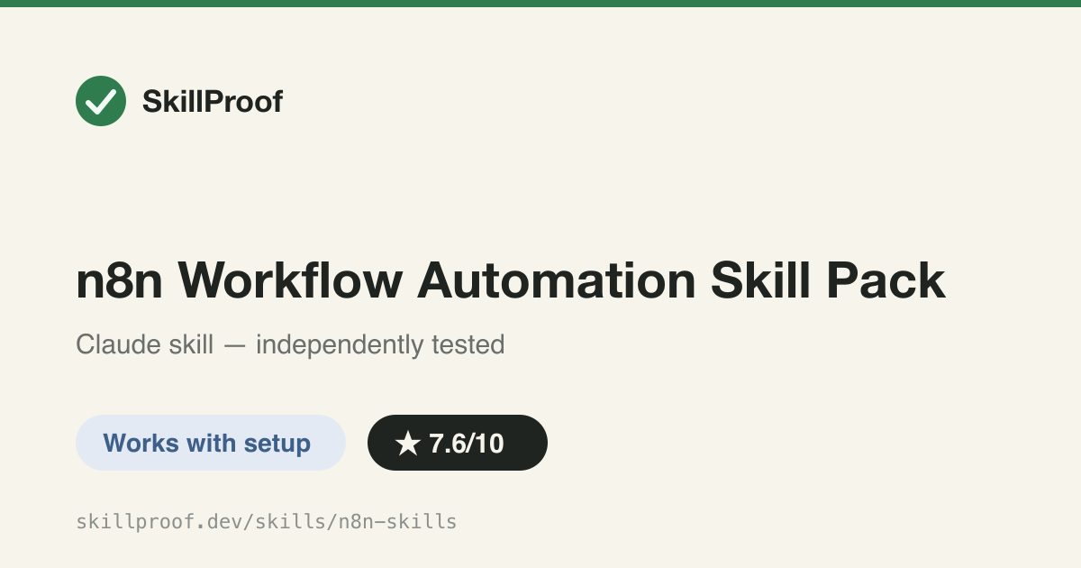 n8n Workflow Automation Skill Pack — Offline n8n node reference: 545 nodes indexed, 50 with full parameter tables