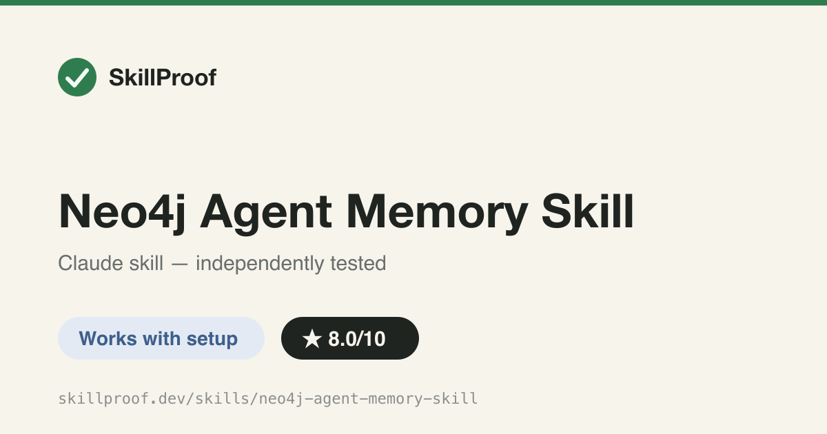 Neo4j Agent Memory Skill — Reference for the neo4j-agent-memory Python package: three-layer graph memory (short-term/long-term/reasoning) for AI agents.