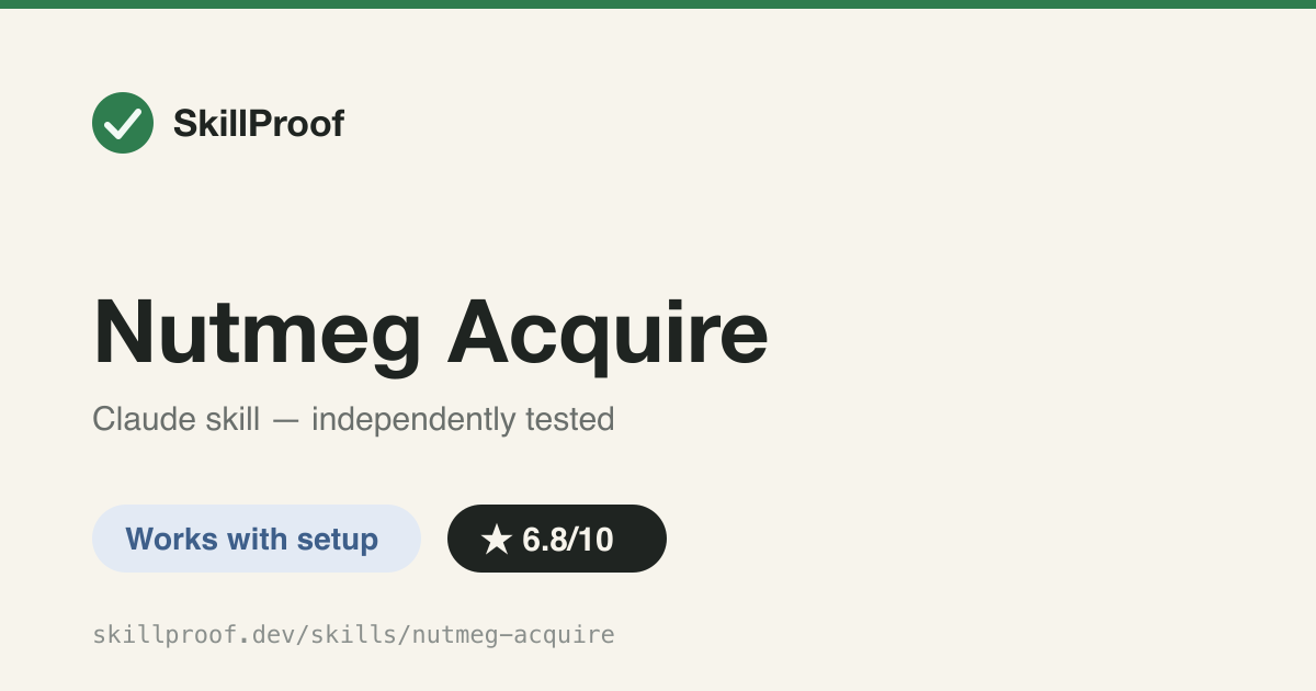 Nutmeg Acquire — Football-data acquisition guide (StatsBomb, FBref, SportMonks) — full accuracy-guardrail features need the rest of the Nutmeg plugin, not just this folder.