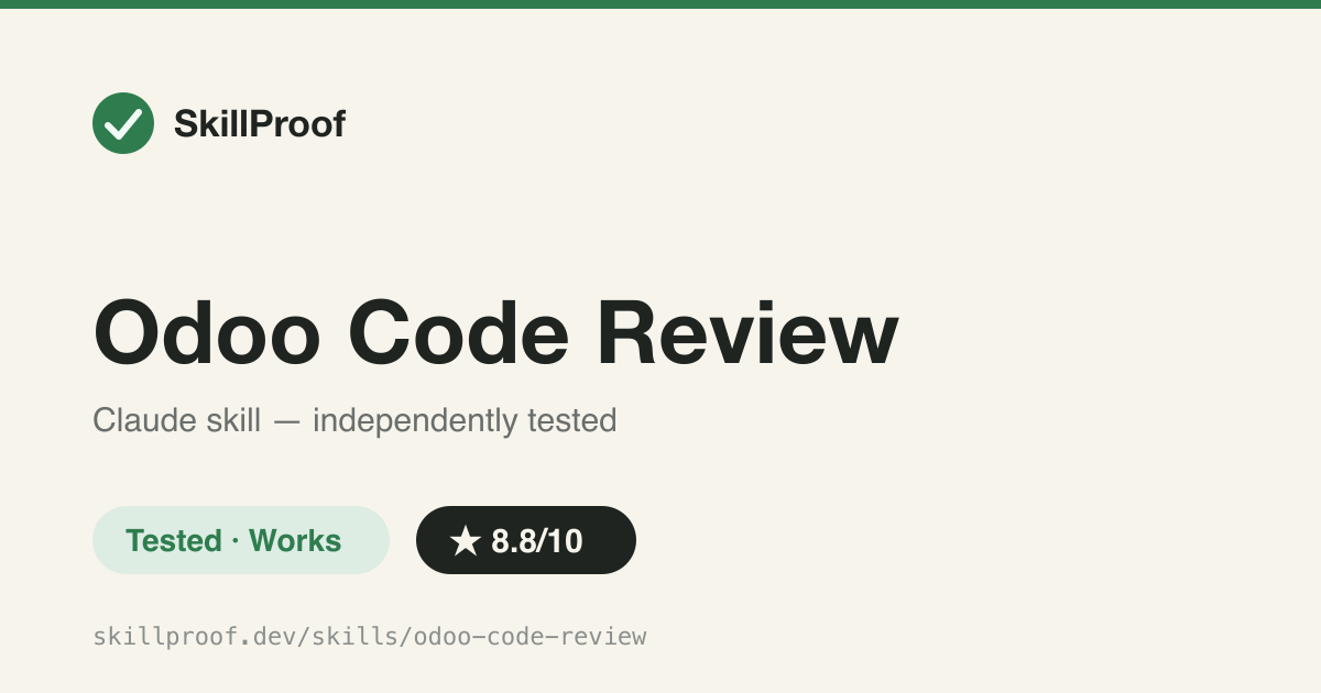 Odoo Code Review — Odoo-specific PR review: ORM/sudo/security/performance checklist plus the official Odoo 19 style guide.
