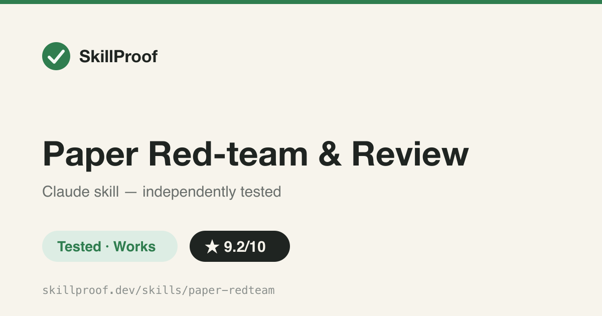 Paper Red-team & Review — Red-team your paper before submission, or write a fair, venue-formatted review