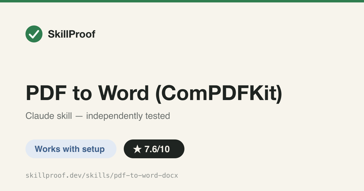 PDF to Word (ComPDFKit) — Wraps the commercial ComPDFKit SDK to convert PDF/image to Word, Excel, PPT and 7 more